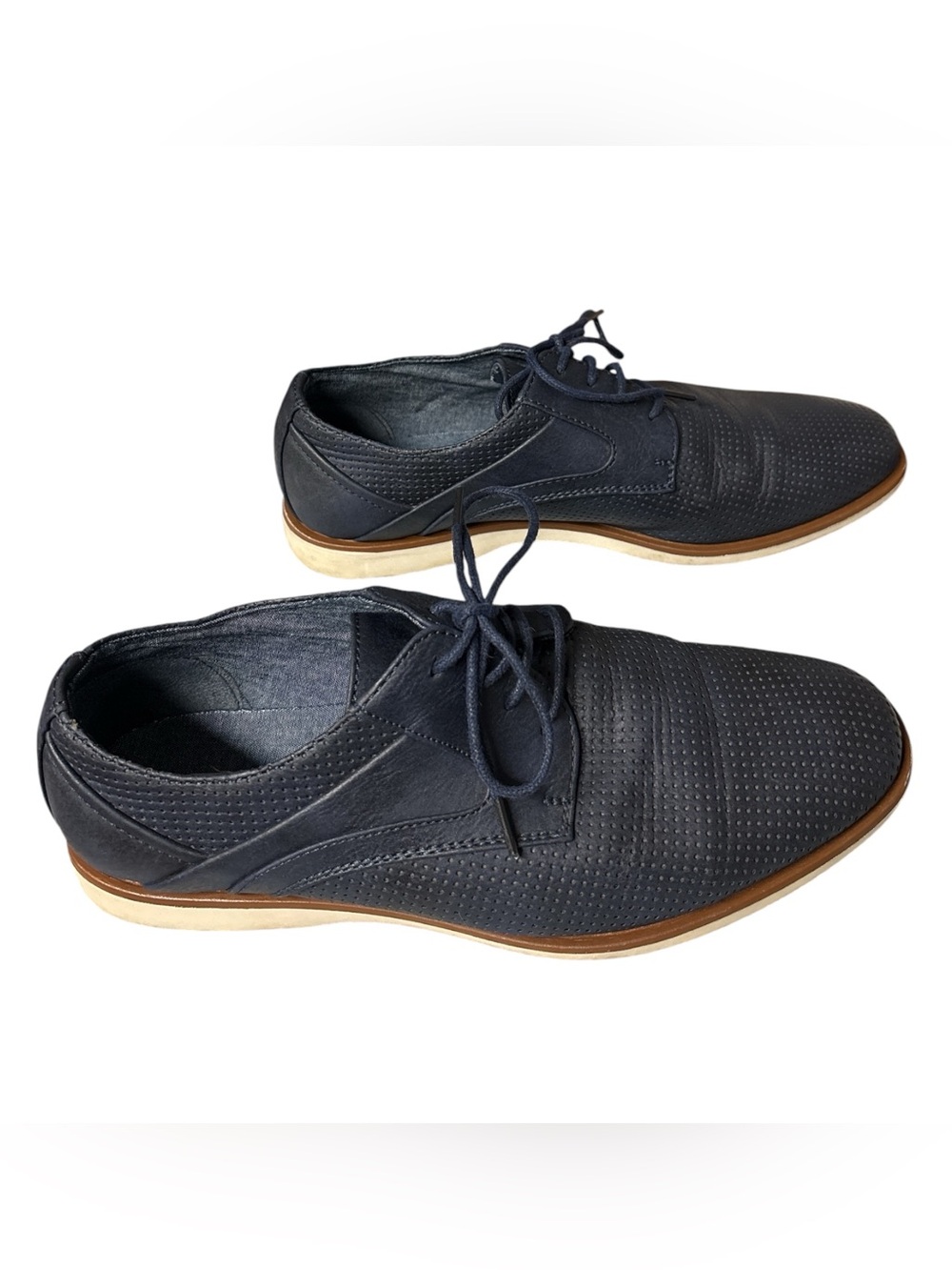 Steve Madden Men’s Navy Perforated Lace-Up Shoes Size 8